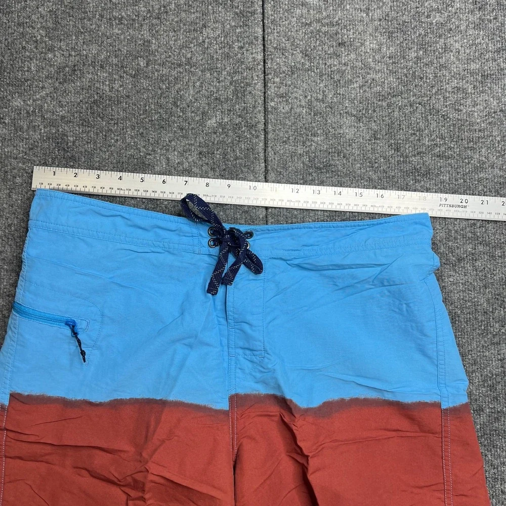 Patagonia Men 36 Wavefarer Engineered Board Shorts Waterline Blue Red Swim Trunk